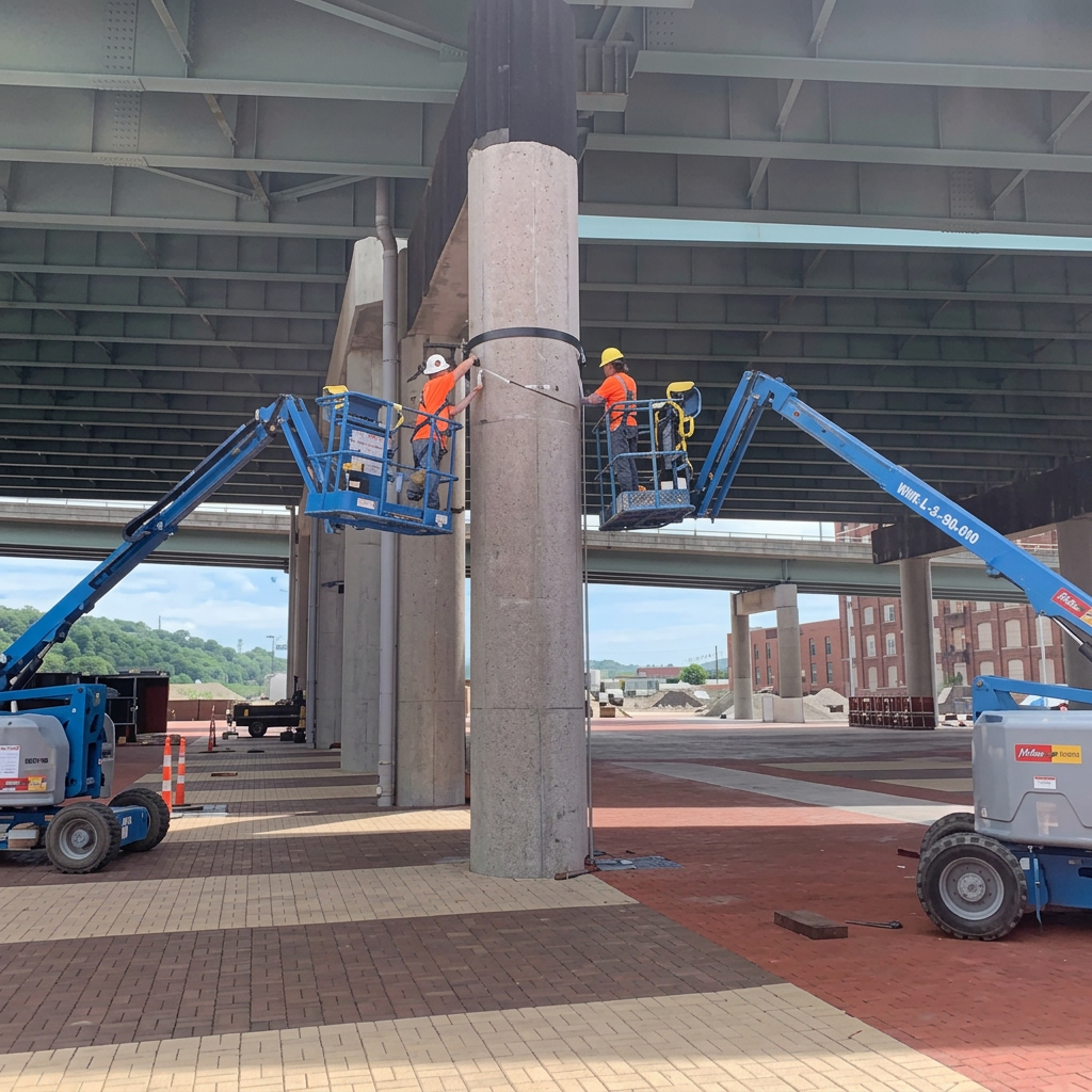 Overhead electrical installation along Somera Road development corridor